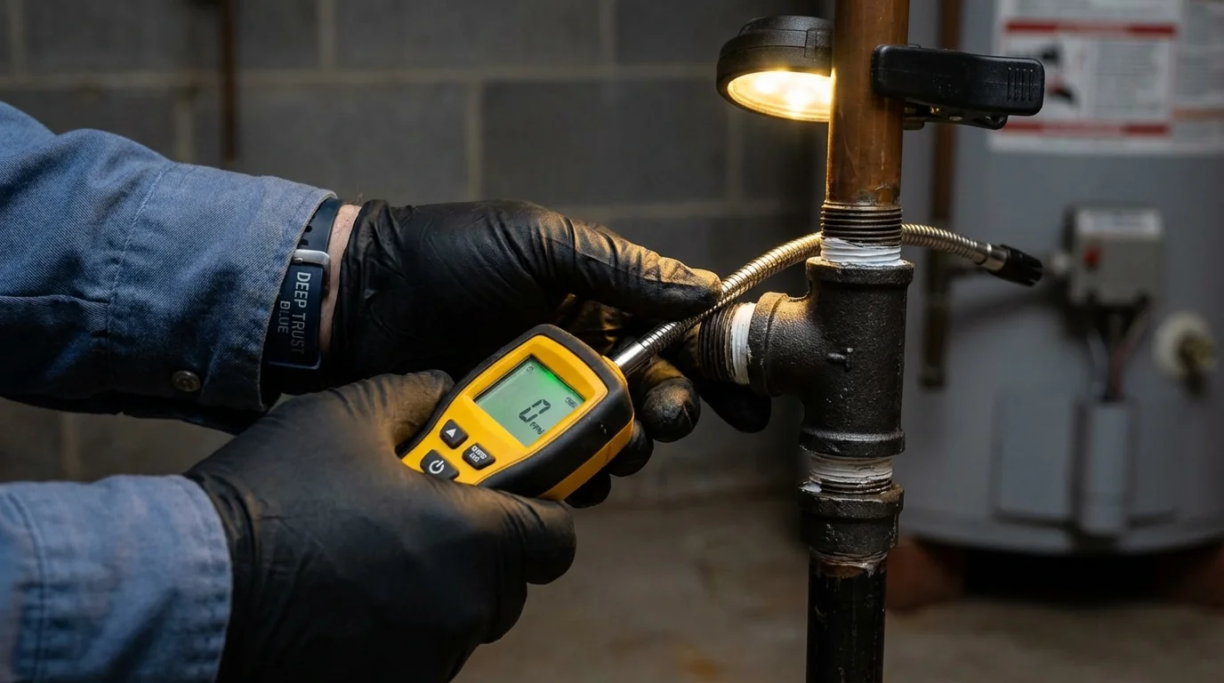Gas leak detection with electronic sniffer by Johns Plumbing LLC in Jericho