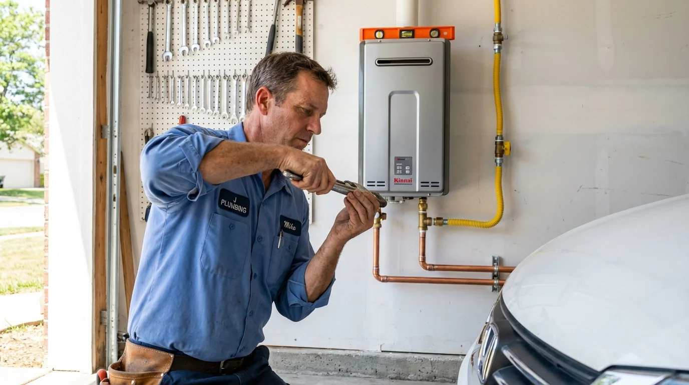 Tankless water heater installation by a Johns Plumbing LLC plumber in Jericho